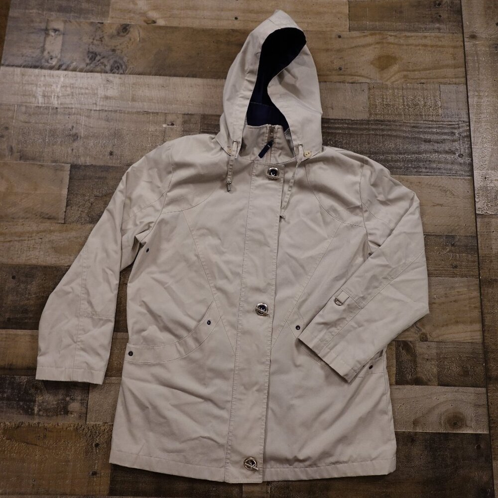 Mackintosh New England Hooded Rain Jacket – Women's Size Medium Light Beige